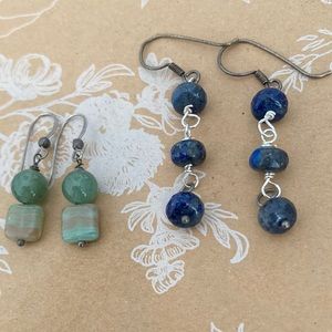 Jade and Lapis Duo of Earrings